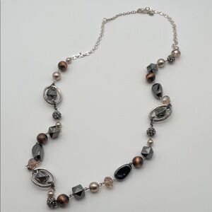 Premier Designs Silver and Black Multi-Bead Necklace